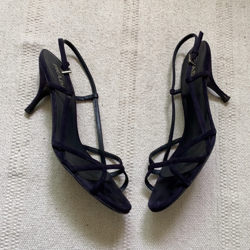 Prada Black Strappy Slingback Heeled Sandals - Picture 6 of 16